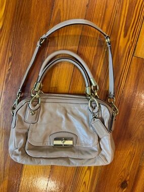 COACH Kristin Tan Leather Satchel Shoulder Bag Double Zip Rare